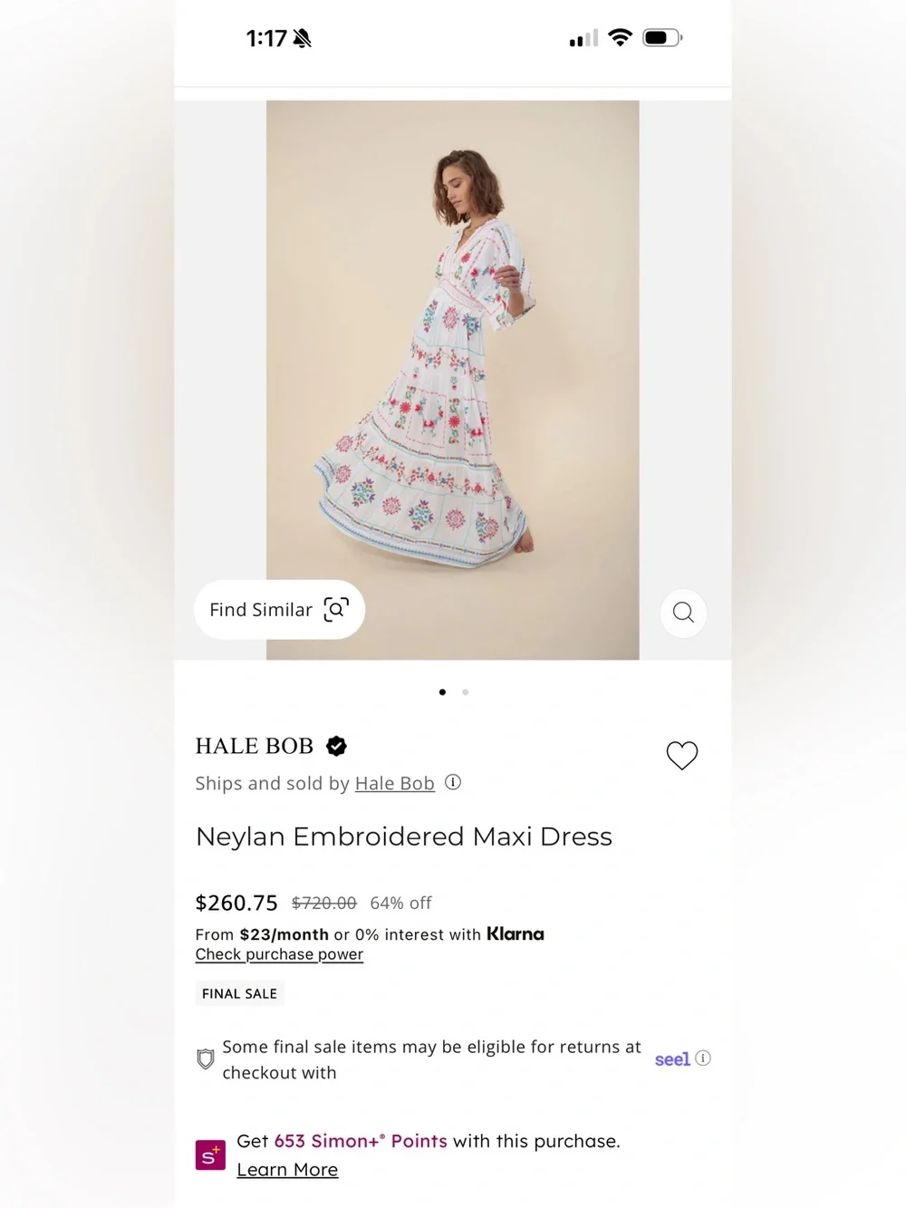 Hale Bob White Maxi Dress with Pink & Blue Embroidery - Picture 13 of 13